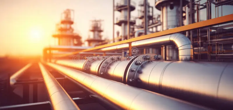 industrial pipes structures chemical plant golden sunset close up industrial pipes chemical plant 406583152